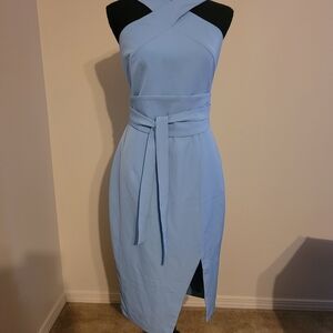 Lavish Alice One Shoulder Light Blue Dress
